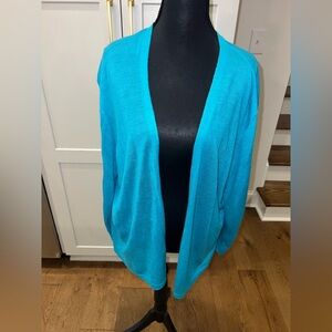 Worthington Woman Open-Front Bright Turquoise Lightweight Cardigan Size 2X